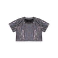 thumbnail image 3 of Sinleey Kids Girls Boys Shiny Sparkle T-Shirts Dance Crop Top Short Sleeve Cropped Tees Dance Black 180, 3 of 7