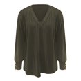 thumbnail image 7 of ManxiVoo Modern V Neck Button Down Shirt Long Sleeve Loose Fit Casual Top for Women Soft Everyday Comfortable Tunic Style Blouse S Size Light Green, 7 of 7