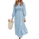 thumbnail image 1 of Vestidos largos de mujer Color sólido Casual una línea vestido de manga larga cuello redondo otoño Swing vestido de fiesta de vacaciones vestido de verano para damas, 1 of 2