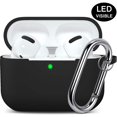 thumbnail image 1 of Airpods Pro Case - Shockproof Silicone Airpods Pro Case Protective Cover [Front-Led Visible] With Carabiner Compatible With Apple Airpods Pro 2019, Black, 1 of 7