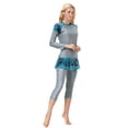 thumbnail image 5 of IBTOM CASTLE Women Burkini Swimsuits Modest Muslim Swimwear Islamic Long Sleeve Full Cover Hijab Top Skirted Swim Capris ​Pants Set 2XL Gray, 5 of 8