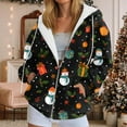 thumbnail image 2 of idosla Zip Up Christmas Hoodie Women Oversized Hoodie Casual Long Sleeve Graphic Jackets with Pockets Zipper Drawstring (Black, XXL), 2 of 7