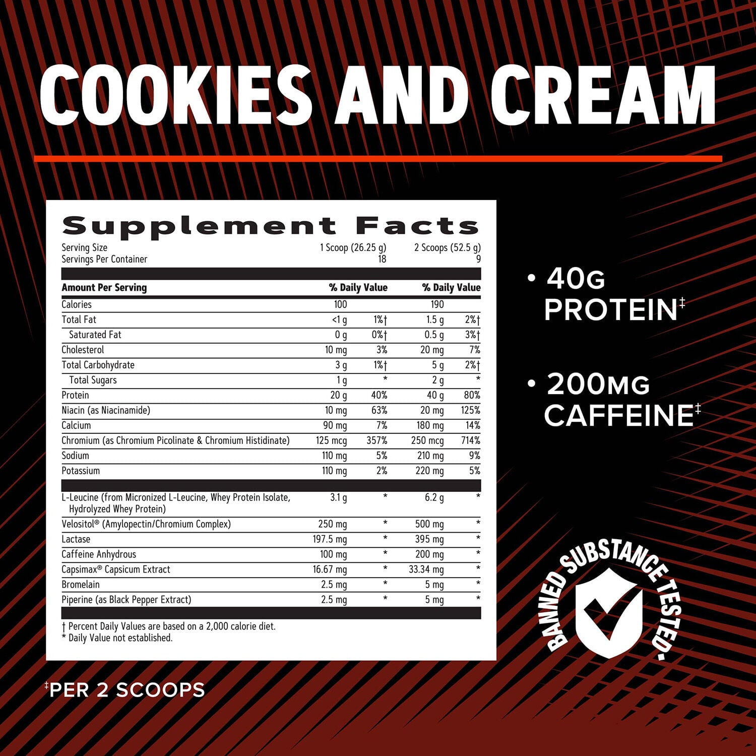 GNC AMP Wheybolic Ripped Clinically Proven Protein Powder & Thermogenic Protein Supplement, Cookies and Cream, Increases Muscle Strength & Size, Calorie Burn, Energy & Endurance, Caffeine, 40g