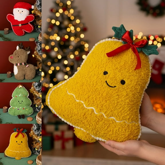 Yhmxh Christmas Throw Pillow, Xmas Tree Decorative Throw Pillow, Santa Claus Pillows Stuffed Elk Shaped Pillow Christmas Decor, 18" Cute Pillows for Christmas Party Home Cushion Decorations