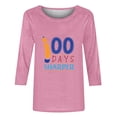 thumbnail image 4 of Lilgiuy Basic Tees for Women Women's Trendy Daily Versatile Casual O-Neck Three Quarter Sleeve 100 Days Sharper Letter Printed Top for First Day of School (Pink,M), 4 of 4