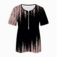 thumbnail image 5 of Hauts d'Été Grande Taille à Manches Courtes pour Femmes Mode Décontractée Confortable Col en V Zip Imprimé Blouse à Manches Courtes Col en V T-Shirt Femmes en Solde, 5 of 5
