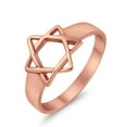 thumbnail image 3 of Jewish Star Ring Rose Tone Star of David Judaism Band 925 Sterling Silver size 5, 3 of 5