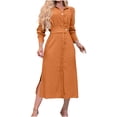 thumbnail image 2 of Guieoi Dress for Women under $10.00 Plus Size Women's Fall Dress Solid Color Long Sleeve Dress Brown Black*Friday/Cyber*Monday, 2 of 8