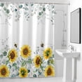 thumbnail image 4 of Yellow Sunflower Floral Fabric Shower Curtain Green Eucalyptus Leaves Washable Shower Curtains for Bathroom, Waterproof Bath Curtain with Hooks Home Decor 36x72in, 4 of 8