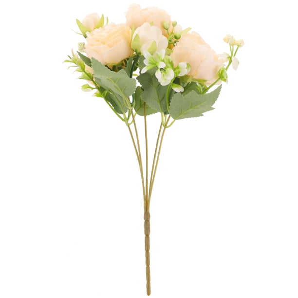 1 ramo de arreglos florales artificiales, peonías rosas, flores artificiales, decoración para centros de mesa.