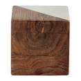 thumbnail image 2 of Sagebrook Home Marble/Wood, 4" Square Orb, Brown/White, Square, Marble, Moody Blues, 4"L X 4"W X 4"H, Two Tone, 2 of 4