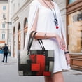 thumbnail image 5 of Vinatge Geometric Abstract Art Red Gray Black Woman Leather Handbags Large Tote Bag Fashion Portable Handbags With Zipper, 5 of 7