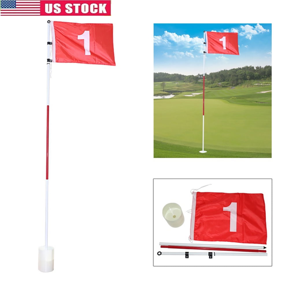 Golf Flagstick Golf Flag and Cup for Yard Pro Detachable Golf Hole Cup and Flag for Driving Range Backyard Upgrade Anti-Rust Glass Fiber 3-Section Design