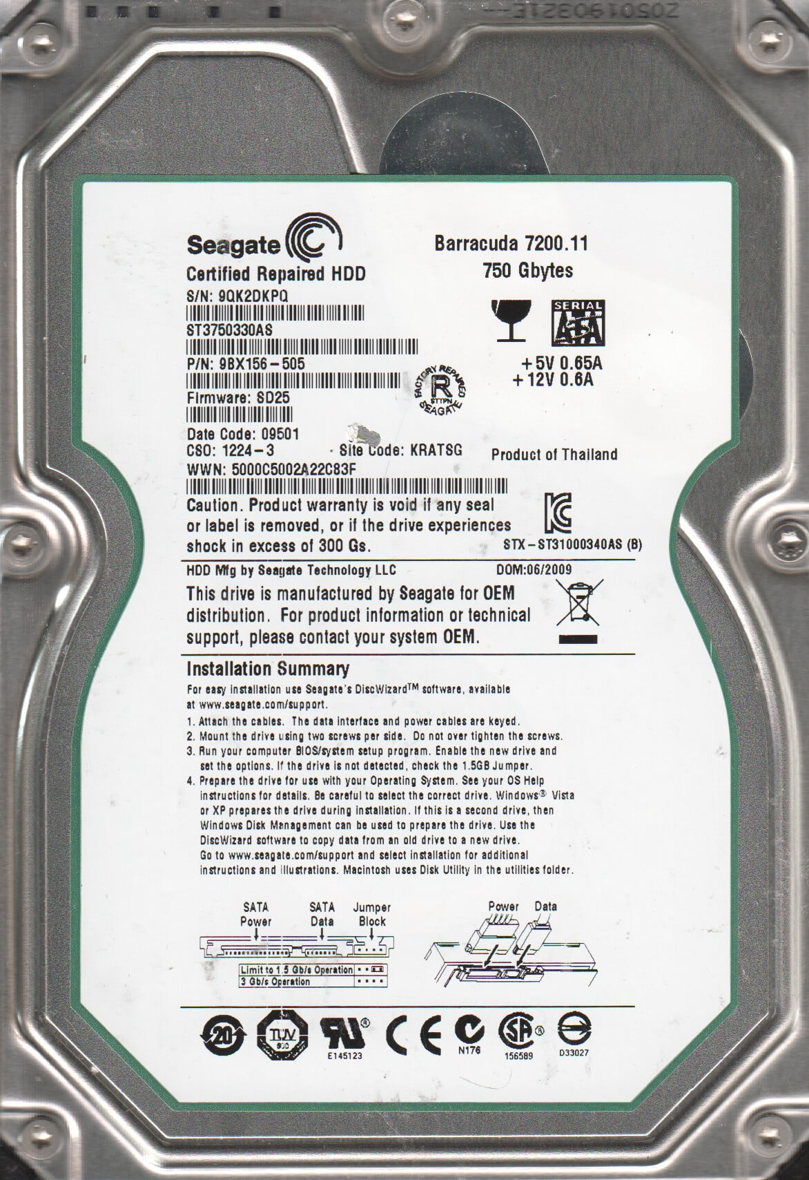 ST4000VN000, Z30, TK, PN 1H4168-505, FW SC43, Seagate 4TB SATA 3.5 Hard Drive ST4000VN000, Z30, TK, PN 1H4168-505, FW SC43, Seagate 4TB SATA 3.5 Hard Drive