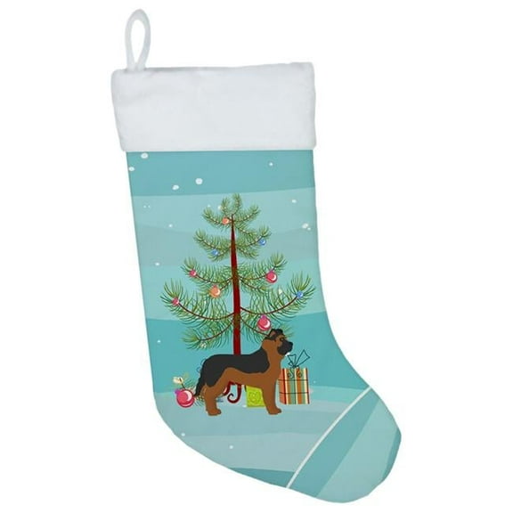 Caroline's Treasures German Shepherd Mastiff Mix Multi-color Christmas Stocking, with Soft Suede Fabric 18"