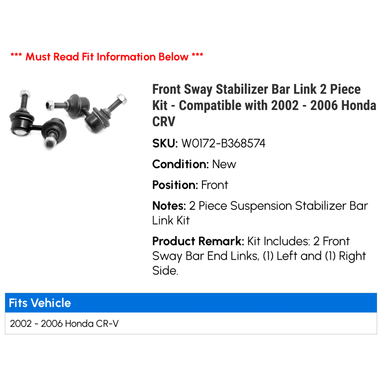NEW Front Sway Bar Link Kits Set for CRV Element RSX 02-06 2PCS NEW Front Sway Bar Link Kits Set for CRV Element RSX 02-06 2PCS