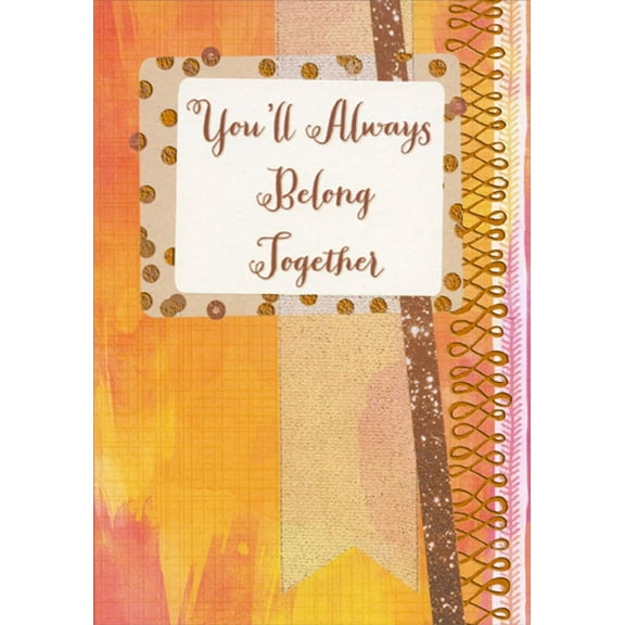 Designer Greetings Always Belong Together Orange Foil Swirls Wedding Anniversary Congratulations Card for Sister and Husband