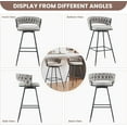 thumbnail image 7 of EYYTHUNG Modern Swivel Bar Stools Set of 6, Suede Fabric Woven Design Bar Chairs with Back Support & Footrest Height Barstools, Grey, 7 of 7