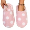thumbnail image 4 of Women Polka Dot Fuzzy Faux Fur Closed Toe Slide House Slippers Warm Indoor Bedroom Slippers Pink 5.5-6, 4 of 8
