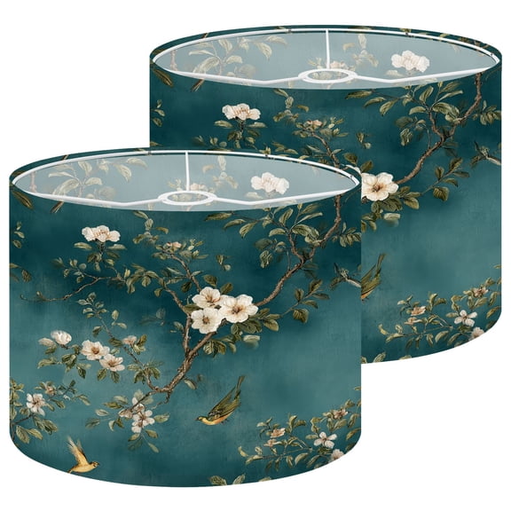 Lampshades 2 Pack Floral Blossom Birds Vintage Botanical Style 13"x13"x10" Light Shade for Table Lamps Floor Lamp Shades Lampshade Replacement Easy Assembly Moody Boho Home Decor
