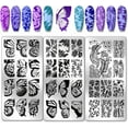 thumbnail image 1 of Juego de 3 sellos para uñas con forma de mariposa, 36 diseños de plantas, placa para estampar uñas con hojas y ramas, plantillas para uñas, placa de acero inoxidable con imágenes para uñas., 1 of 7