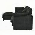 thumbnail image 3 of Modern Minimalist Towel Fabric L-Shaped Sectional Sofa with Ottoman, 110.2"x58.7"x33.1", Black, 3 of 11