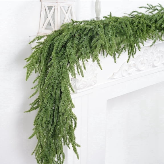 THE BRIVE 9ft Norfolk Pine Rattan Garland Waterproof Outdoor Decor for Patio Garden Yard Easter Wedding Indoor Home Decorations