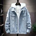 thumbnail image 3 of Chaqueta vaquera para hombre, abrigo de otoño, abrigo vaquero para hombre, negro, hombros anchos, vaquera, Y2k, prendas de vestir al precio más bajo, invierno 2024, talla L, 3 of 5