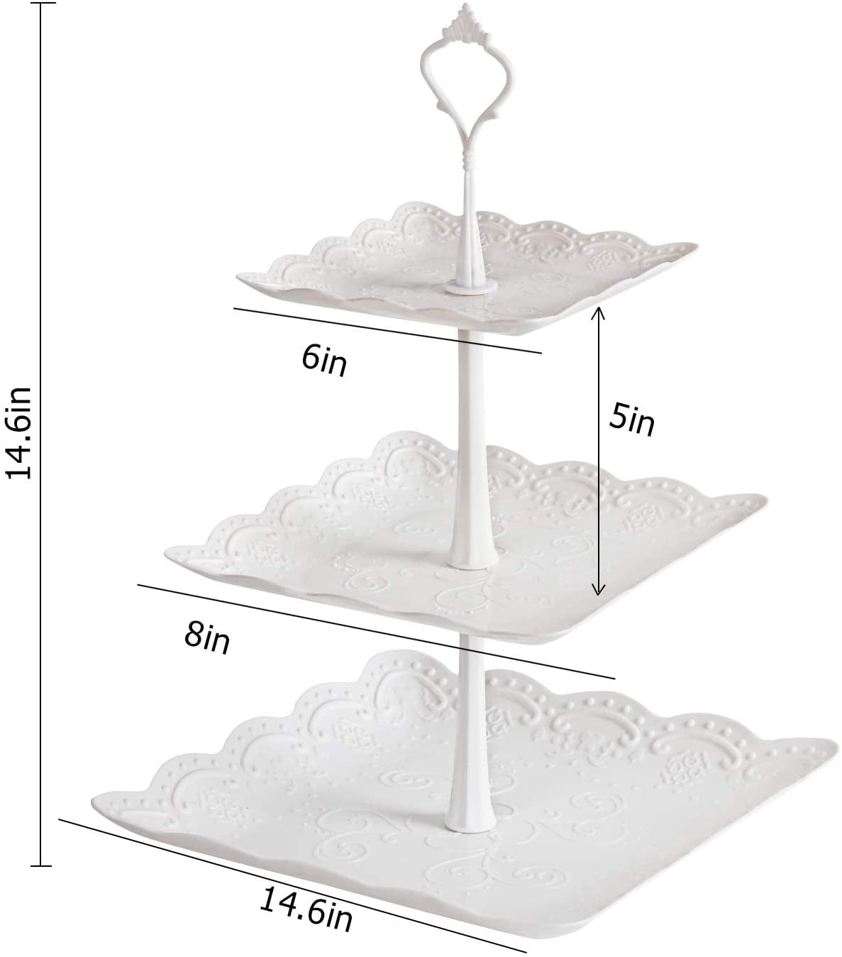 LIANTRAL 3-Tier Cake Stand, 2 Set Cupcake Stand Holder Plastic Dessert Stand Serving White