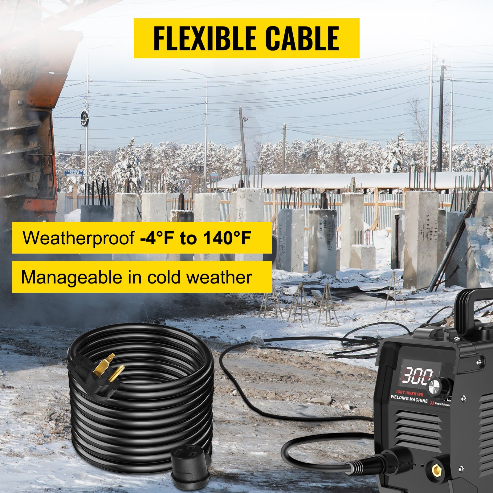 VEVOR Welding Extension Cord 25ft 50AMP 6-50P/6-50R Heavy Duty Welding Cord 10AWG 250V for MIG,Lincoln,Plasma,Miller,TIG