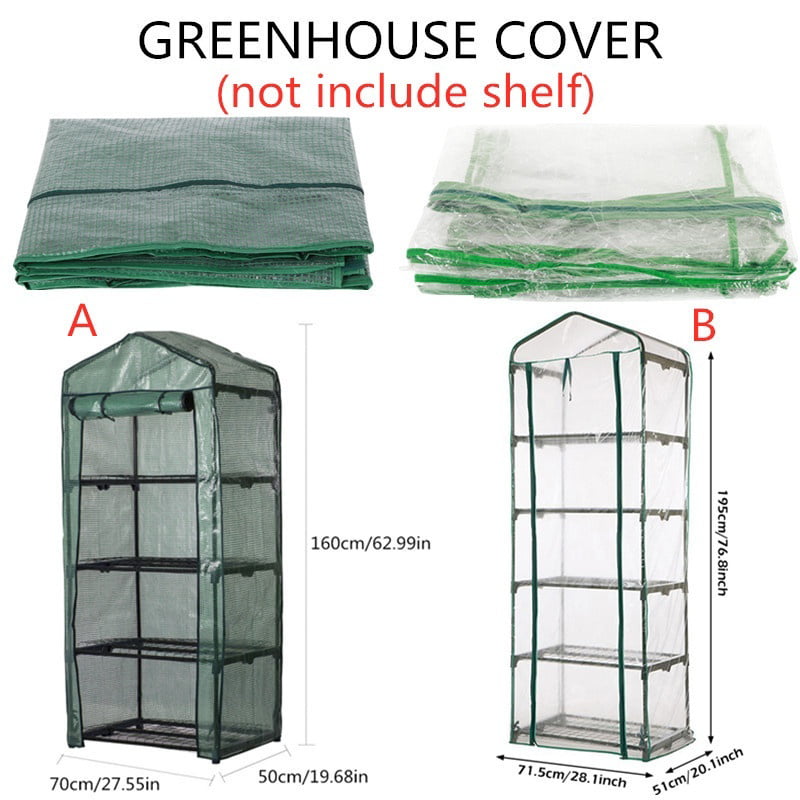 Replacement Greenhouse Cover 4 Tier Garden Greenhouse Cover Plant Covering 27.55*19.68*62.99in Plastic Small Portable Gardening Plant Cover Garden Flower Shelter Without Shelf 