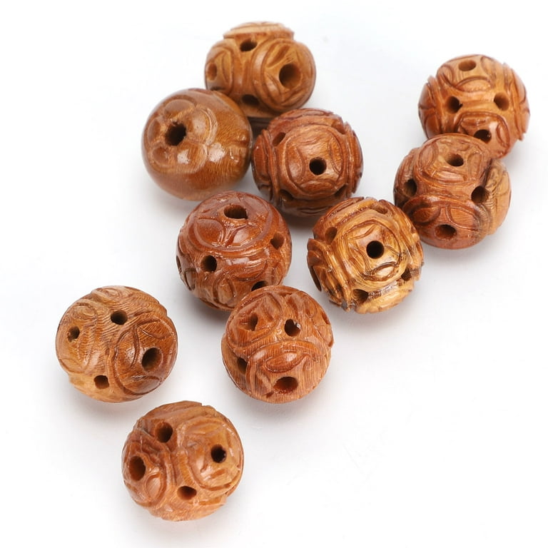 10pcs Natural Peach Wood Carving Beads Craft Wooden Bead DIY Jewelry Making  Bead