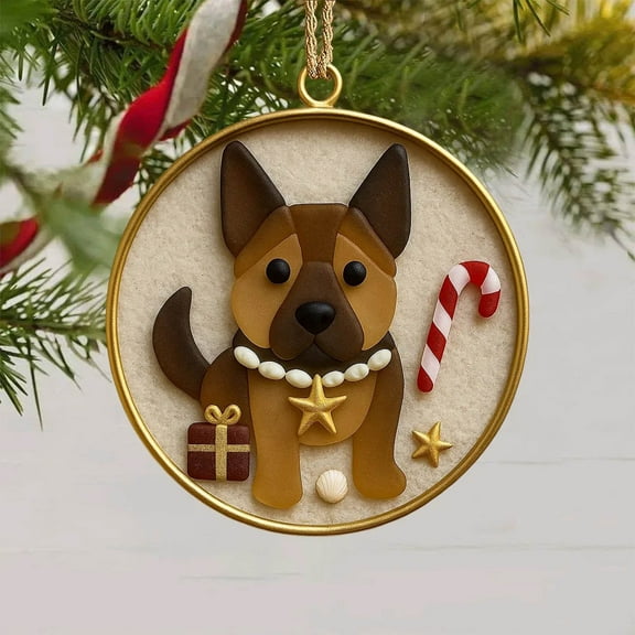 Christmas Coastal Dog Glass Decoration - Hanging Christmas Tree Ornament, Cute and Festive Holiday Decor, Perfect for Coastal-Themed Christmas Decorations and Dog Lovers, 3.9in/10cm, C