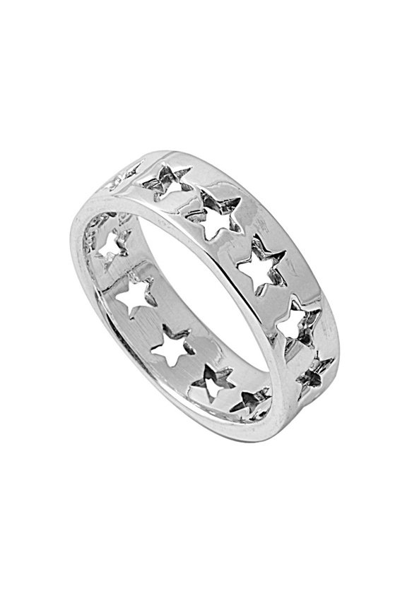 925 Sterling Silver Star Bullet Holes Ring Size 10