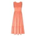 thumbnail image 3 of JBXKXYW Summer Dresses For Women 2024 Womens Summer Casual Sleeveless Crewneck Swing Dress Casual Flowy Tiered Maxi Beach Dress With Pockets Womens Dresses (Orange,S), 3 of 4