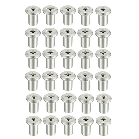 M6x12mm Rivet Head Insert Nut Screw Post Nickel Plated Iron 30Pcs