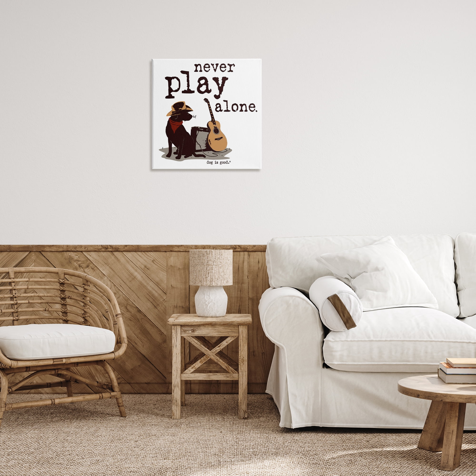 Stupell Industries Never Play Music Alone Animals Painting Wrapped Canvas Art Print Wall Art, 24 x 24