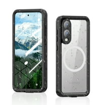 Dteck Waterproof Case for Samsung Galaxy S25 Edge,Magnetic Waterproof Full Body IP68 Underwater Case Compatible with Mag Safe Built-in Screen Protector Military Grade Shockproof Cover,Black