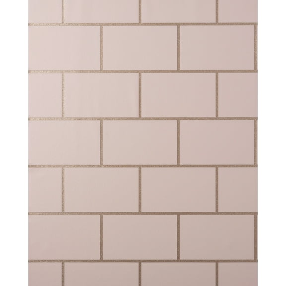 Fine Decor Wallcoverings Metro Rose Gold Tile Wallpaper, 20.5-in by 33-ft, 56.38 sq. ft.