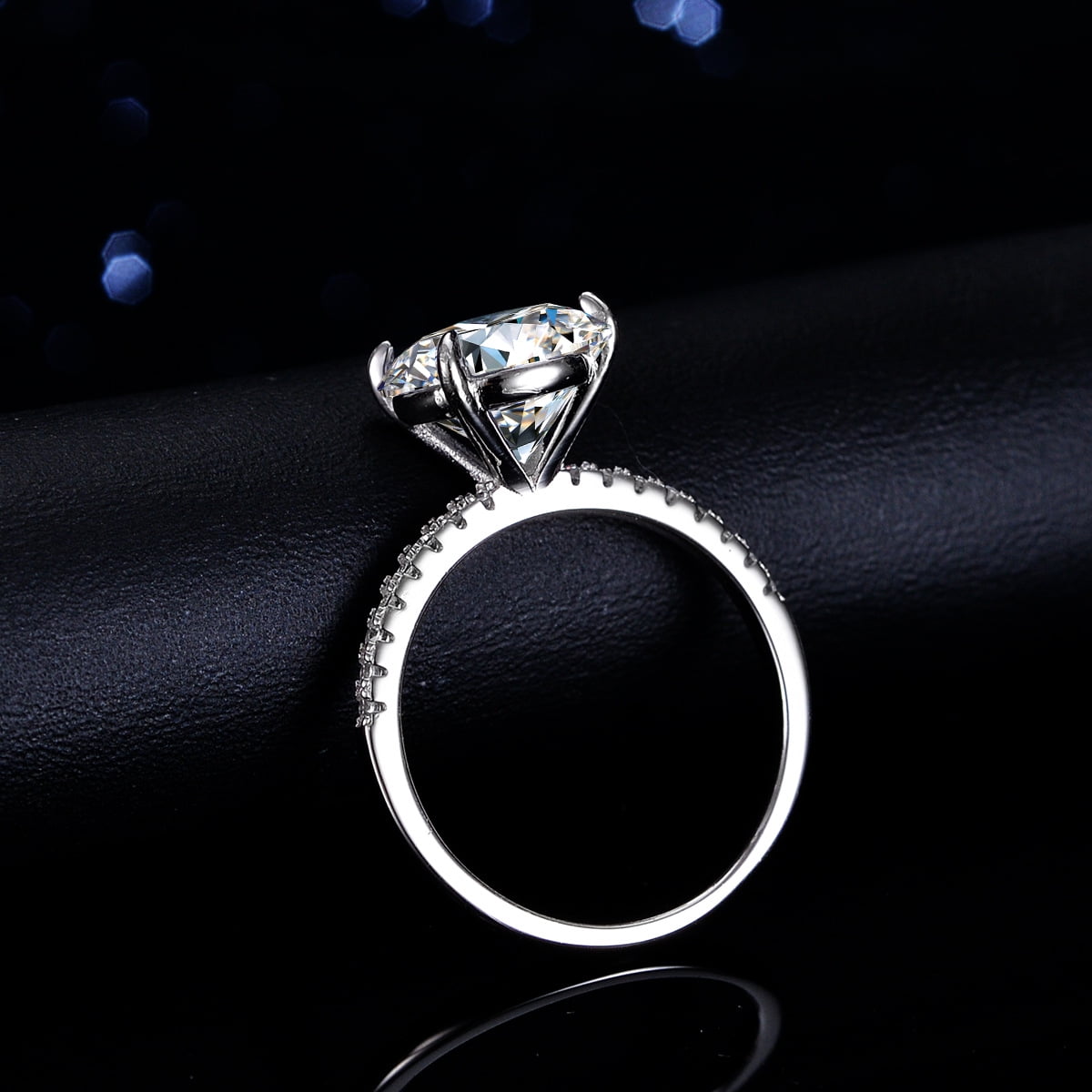 5 Carat D Color VVS1 Moissanite Engagement Rings for Women, S925 Sterling Silver Round Cut Diamond Wedding Rings for Anniversary Birthday with Certificate