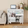 thumbnail image 3 of Trilenars Modern 41"-79" Extendable Sofa Bar Table Cabinet Behind Couch Pub Table With Ample Storage And Adjustable Shelves, 360° Rotating And Retractable Bar Table, 3 of 9