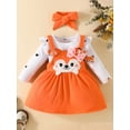 thumbnail image 4 of New Baby Girl Fox Pattern Long-sleeved Suspender Skirt Outfit, 4 of 5