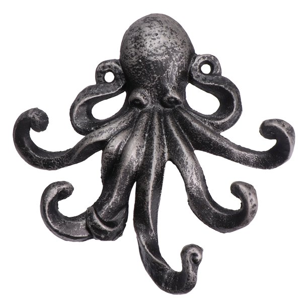EeaseMX Gancho de almacenamiento con forma de pulpo para colgar llaves, de hierro fundido, para sala de estar (plateado)