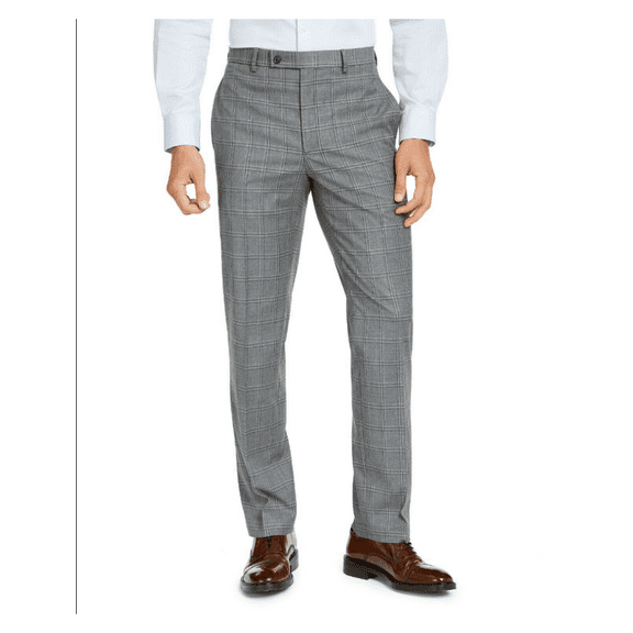 Ralph Lauren Men Slim Fit UltraFlex Flat Front Light Grey Dress Pants 36X34