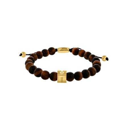 Men's Stainless Steel and Tiger’s Eye Bead Bolo