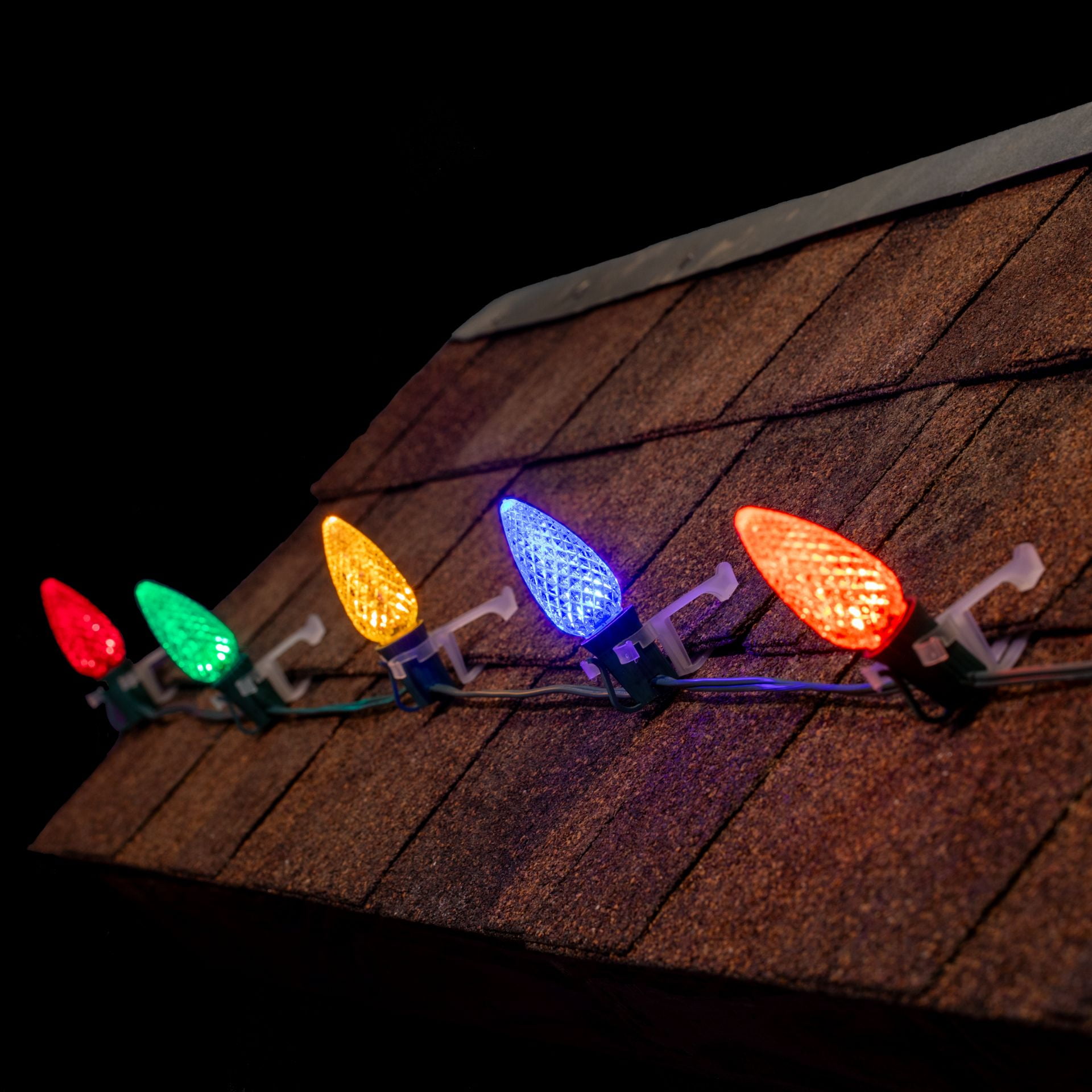 Novelty Lights Multicolor C9 LED Diamond Faceted Christmas Replacement Bulbs Dimmable 25 Pack