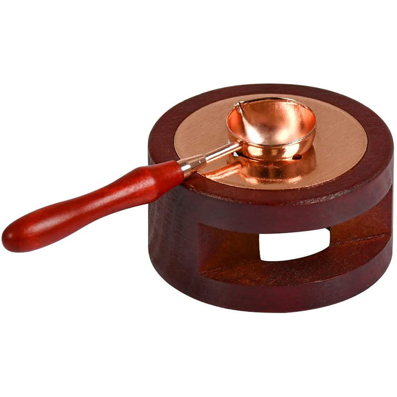 Sealing Wax Furnace Tool with Solid Wood Melting Spoon for Melting Wax Seal Sticks Or Sealing Wax Beads Kirmax Wax Seal Warmer 