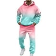 thumbnail image 2 of ConairieSweatsuits for Men Set 2 Piece Color Patchwork Loose Fit Hoodie Sweatshirt and Joggers Sweatpants Sets Versatile Fall Winter Long Sleeve Pullover Suit with PocketBlackS, 2 of 5