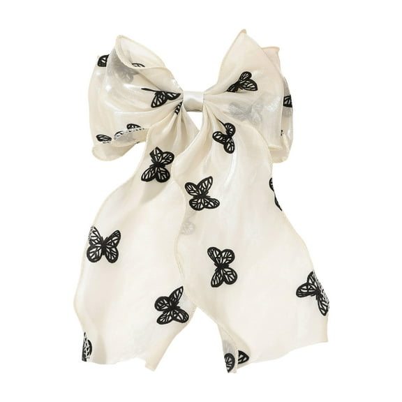 Elegant Large Silk Hair Bow Clips For Women And Girls French Ribbon Long Tail Hair Accessories