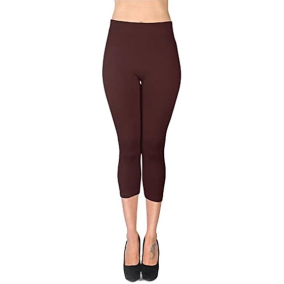 Womens Fleece Lined Winter Leggings Many Colors, Plus Size Available (S/M, Brown)